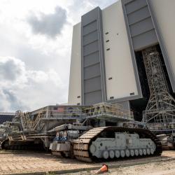 The crawler-transporter 2 arrives at the Vehicle Assembly Building at NASA’s Kennedy Space Center.